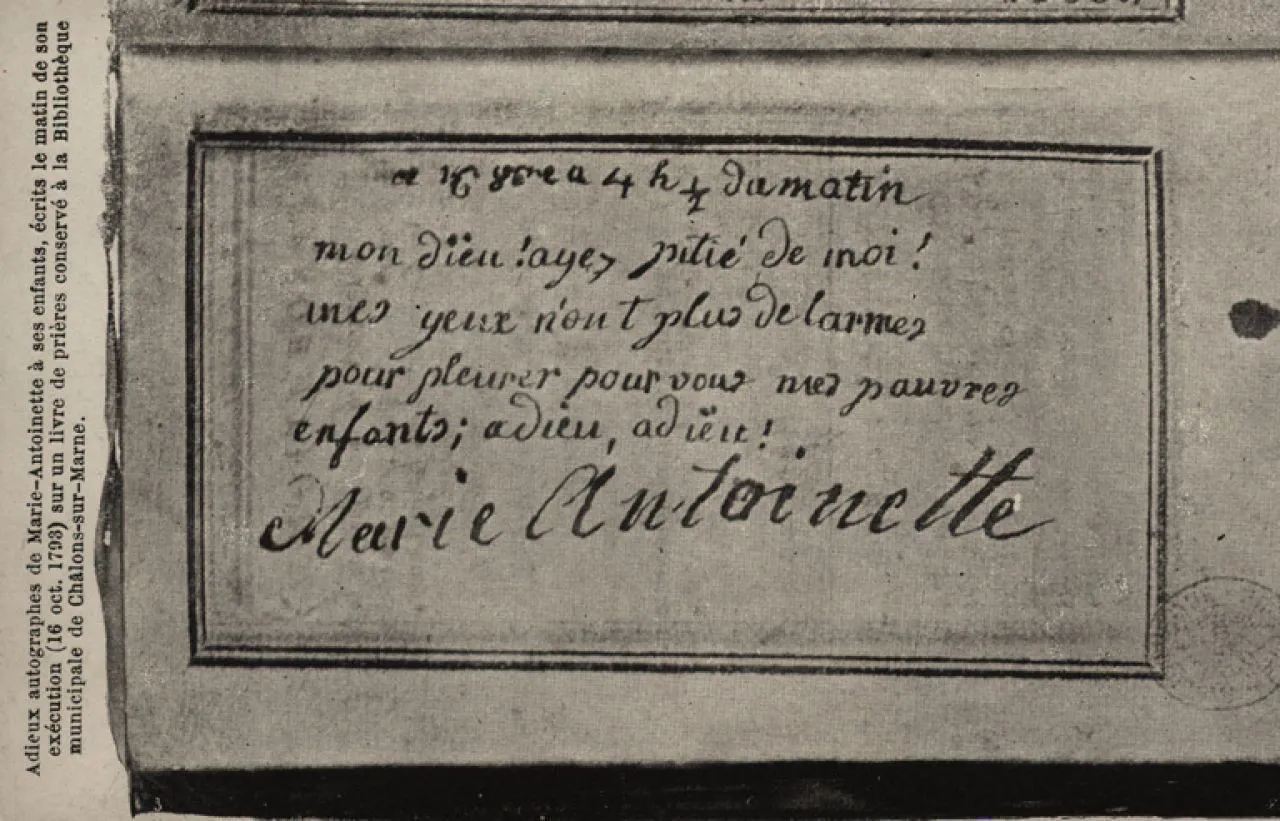 L'autographe de Marie-Antoinette